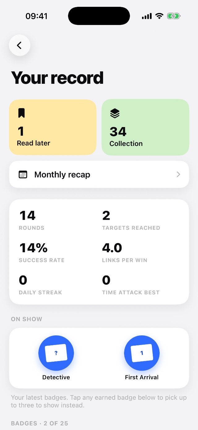 Profile screen with your collection and progress